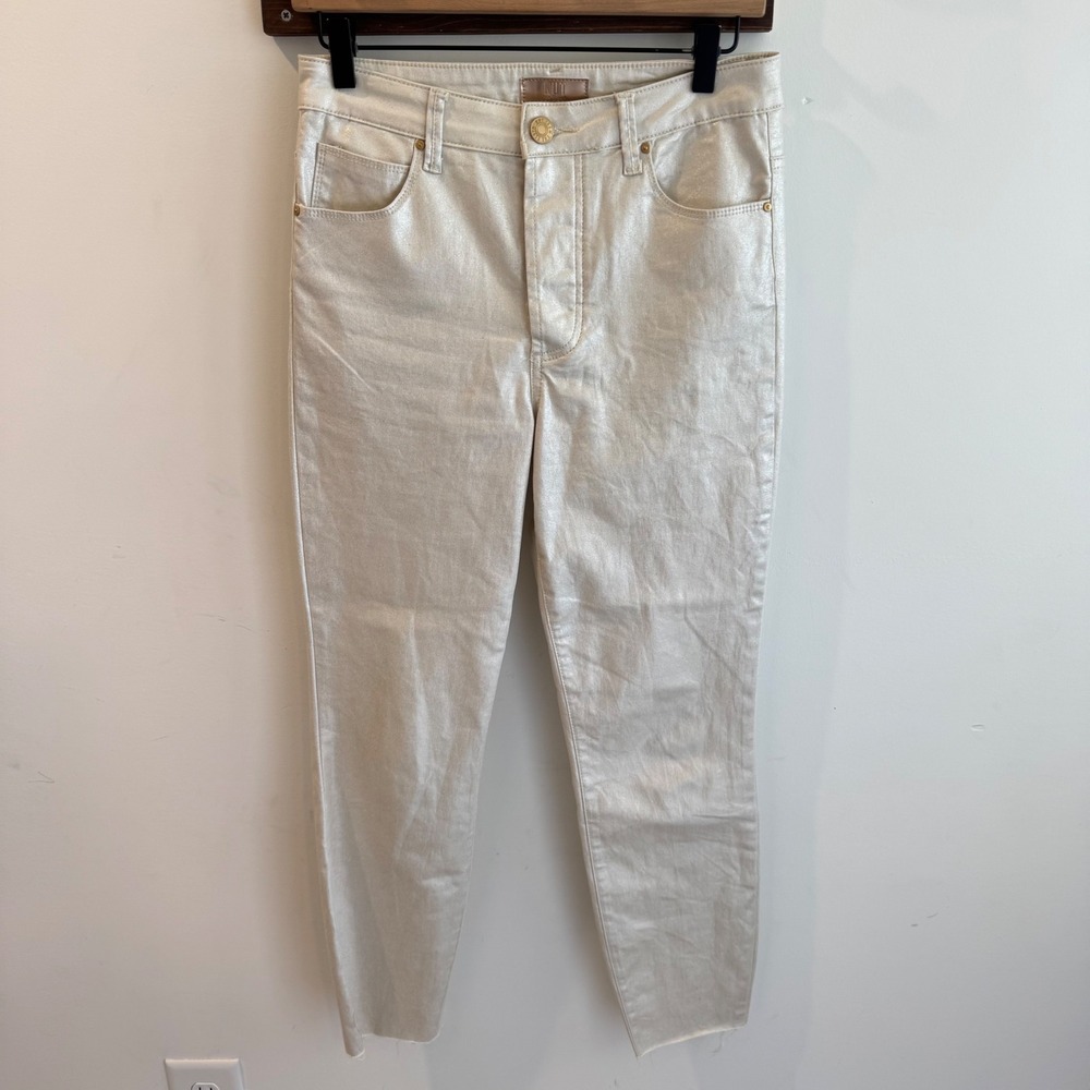 Kut from the Kloth Charlize High Rise Metallic Cigarette Leg‎ Jeans Gold 6